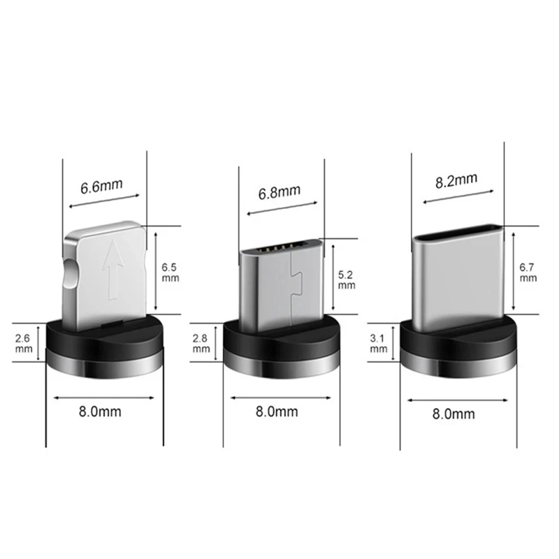 Magnetic Tips Universal for Round Magnetic Cable Micro USB Type C Magnet Replacement Parts Mobile Phone Dust Plug Adapter