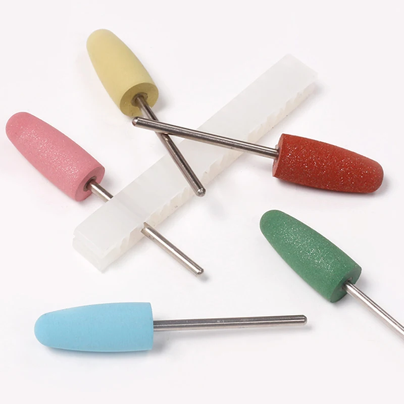 

Nail Art Silicone Polisher 5pcs Rubber Nail Grinders Drill Bits Set Manicure Machine Tools for Buffer Grinding and Trimming