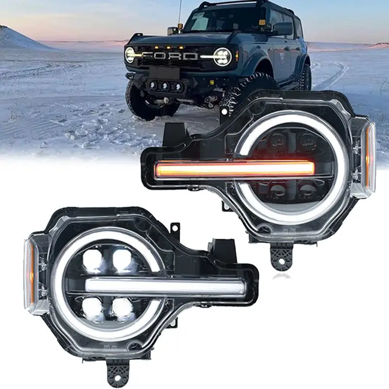 

Светодиодная фара для Ford Bronco 2021 2022 Rapter, 2 двери, 4 двери, передняя, низкая, ДХО, указатели поворота, фара в сборе, автомобильные аксессуары