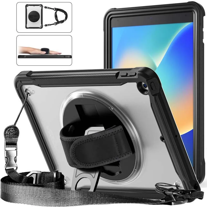 Hybrid Shockproof Case for iPad 9 8 7 7th 8th 9th Gen 10.2 Inch with Hand Shoulder Strap iPad Case Tablet Case Hand Strap