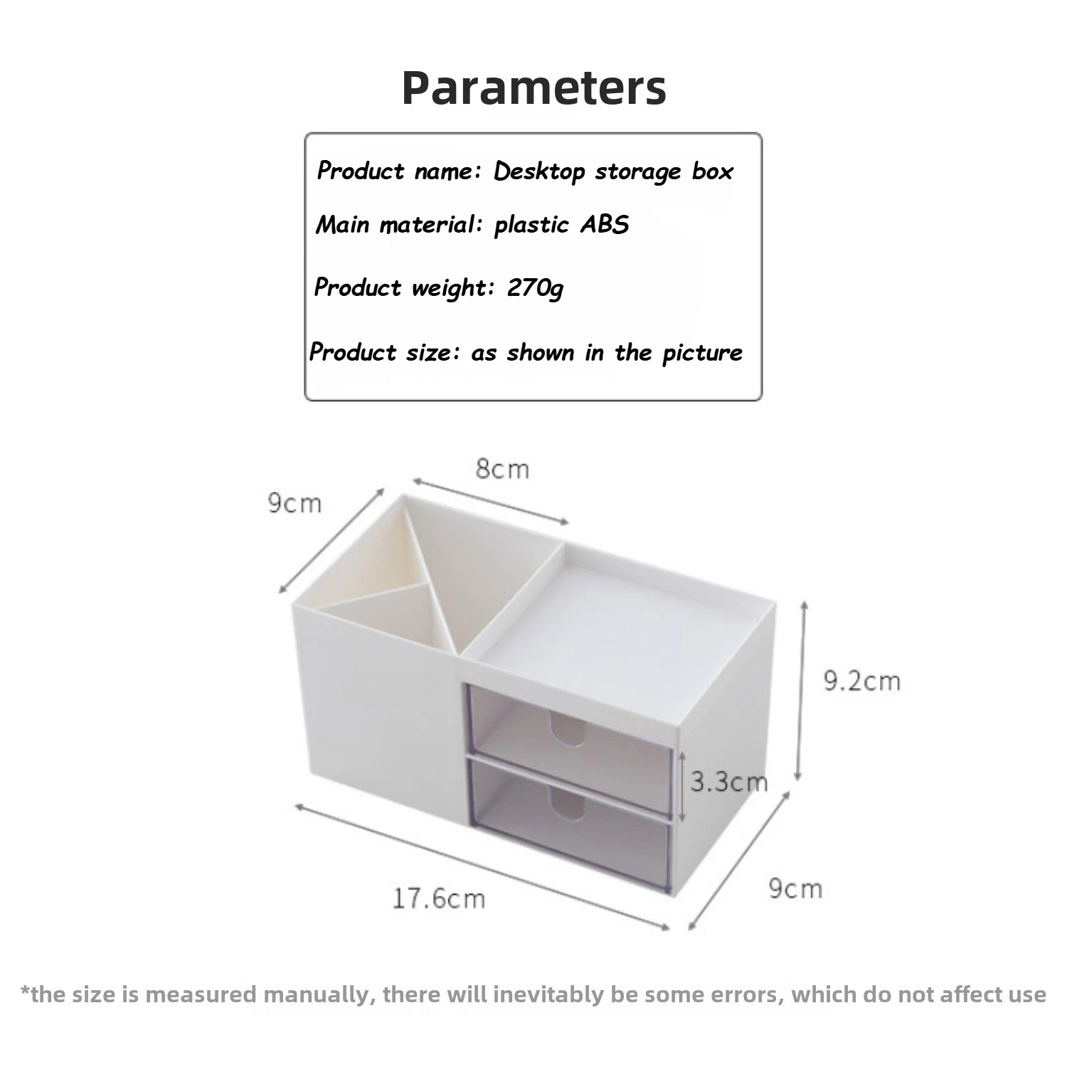 1 Piece Pen Holder 2 Drawers Multifunctional Pen Holder Desktop Storage Box for Desk Office Supplies Dresser Desktop Organizer