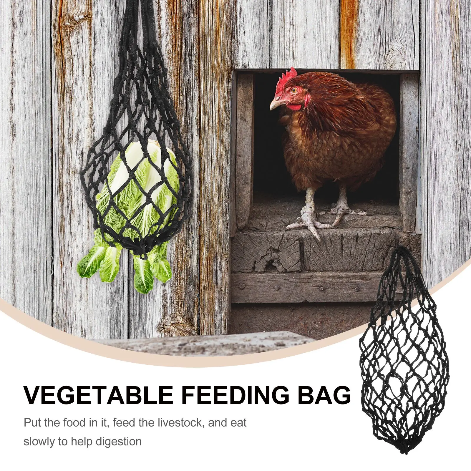 Livestock Feeding Mesh Bags Poultry Food Feeding Mesh Bags Nylon Vegetable Hanging Feeding Bags Portable Poultry Feeding Supply