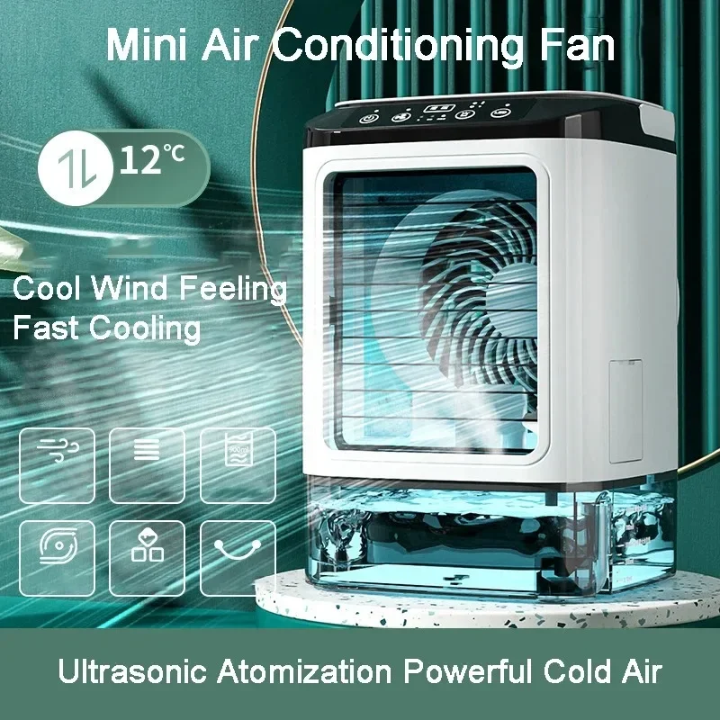 Portable Home Air Conditioner Desk Fan with Dual Ultrasonic Atomization