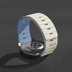 Magnetic Silicone Loop Strap - Versatile Smartwatch Bracelet - 22mm Universal band (13 white blue)