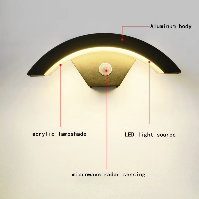 Outdoor Balcony Doorstep Terrace Hallway Courtyard Human Body Sensing Simple Waterproof Sensing Wall Lamp led wall lamp