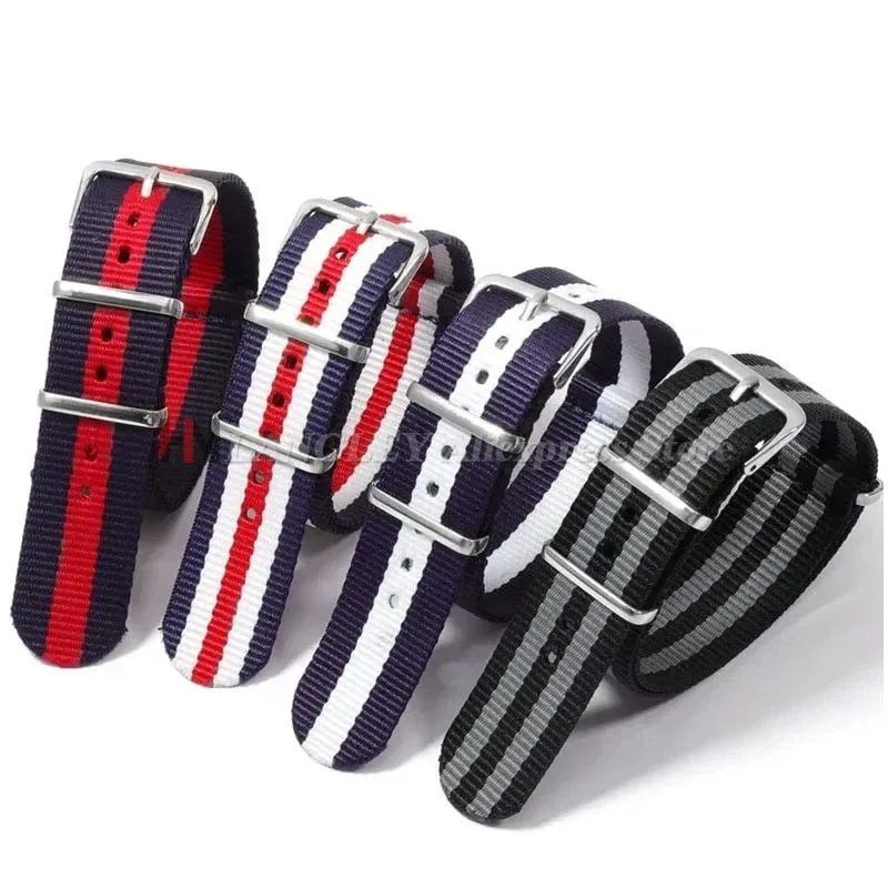 Nylon Army Sports Black Watch Strap - Fabric Band with Buckle