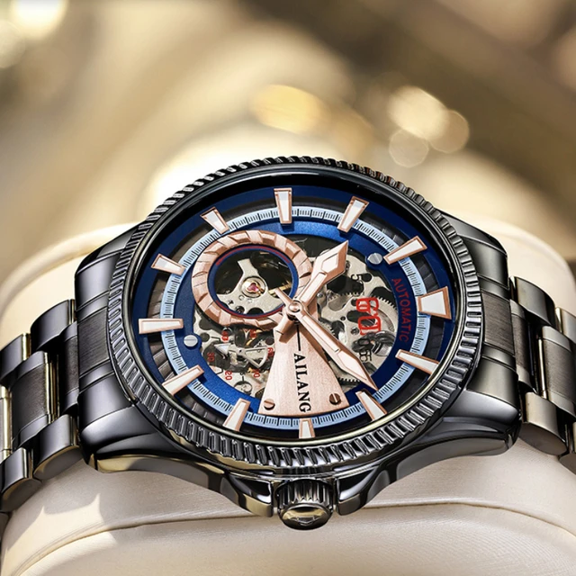 ailang new men's automatic mechanical watch stainless steel hollow tourbillon tritium gas men's watch 1