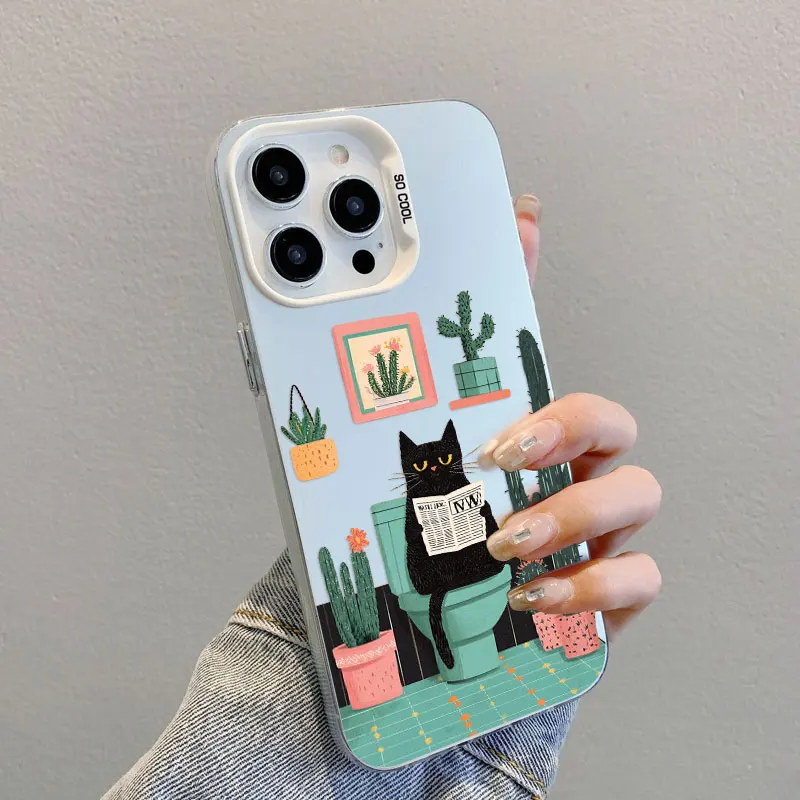 Lovely Cartoon Cat Laser Phone Case - Shockproof Protective Cover