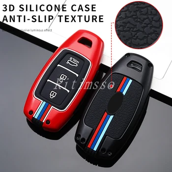 Portachiavi in lega per auto per Hyundai Palisade Grandeur Azera Elantra GT Kona 2018 2019 accessori per la copertura della protezione del telecomando intelligente - Portachiavi in lega per auto per Hyundai Palisade Grandeur Azera Elantra GT Kona 2018 2019