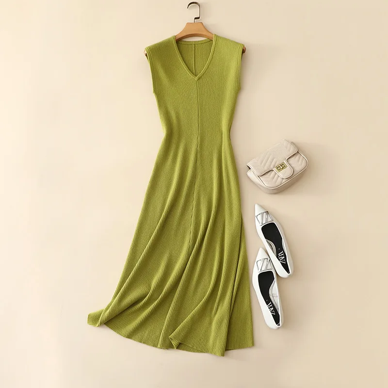 

Aliaga Осень-Зима Новые ребристые трикотажные теплые 100% кашемировые платья-свитеры без рукавов