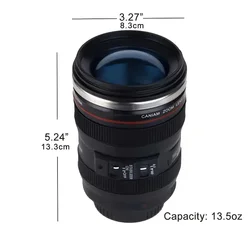 Camera Lens Travel Coffee Mug - Unique Photographer's Gift and Home Accessory - 400ml (Black)