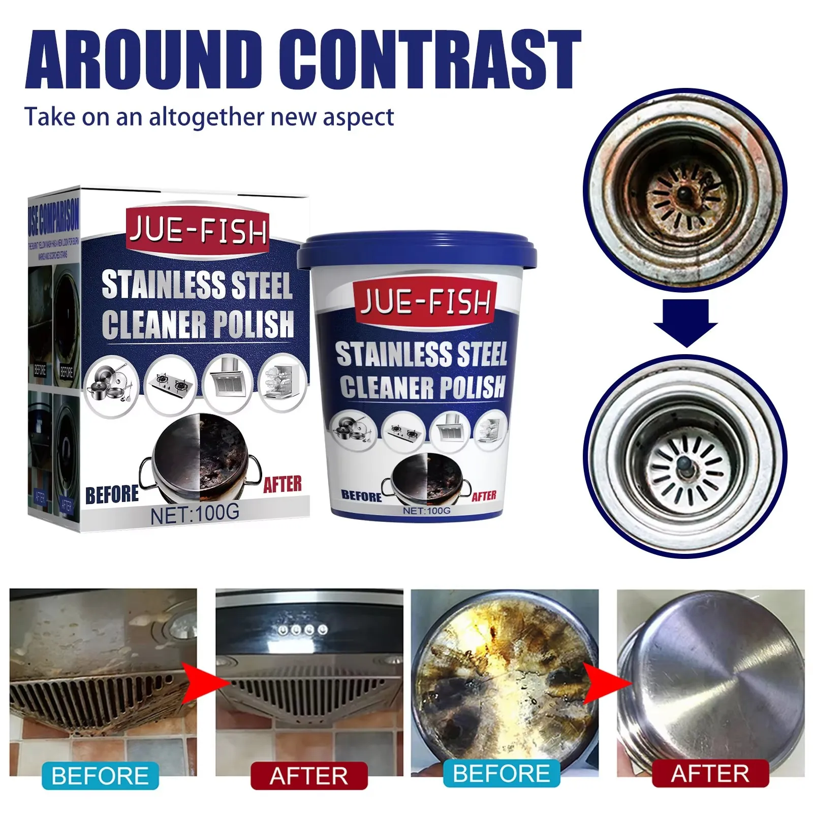 Cookware Cleaner Paste Pot Bottom Scale Remover Kitchen Metal Polishing Kitchenware Rust Removal Stainless Steel Cleaning Cream