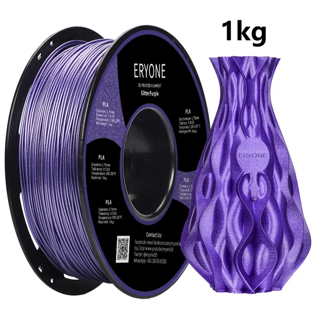 ERYONE Clearance Promotion TPU PLA PLA+ Silk Rainbow Ultra Silk 3D Printing Filament 1KG/0.5KG For FDM 3D Printer Fast Shipping Glitter Purple