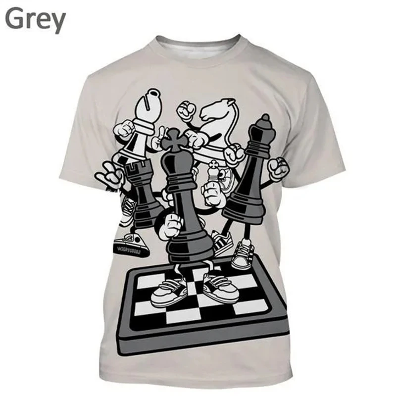3D-Schach-Print-T-Shirt für Herren, lustiges Grafik-T-Shirt, Sommertrend, Harajuku, Oversize, Kurzarm, Freizeit, O-Ausschnitt, Oberteile, T-Shirts
