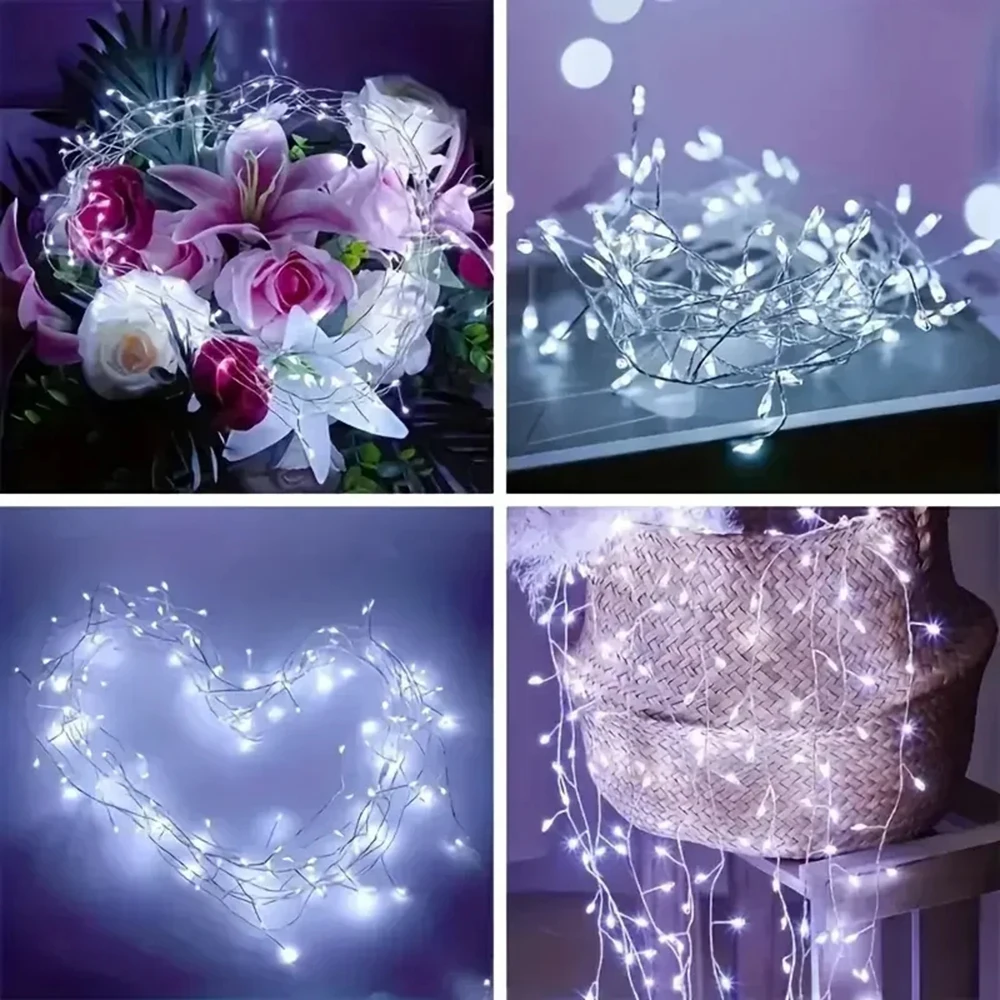 13key Remote Control 5V DC LED Firecracker Weaving String Light USB Battery Powered Fairy Lights for Wedding Christmas Festival