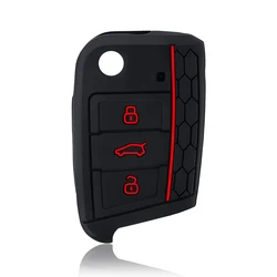 Enhanced Car Remote Key Case Cover Fob - Sleek & Durable Design (Red line)