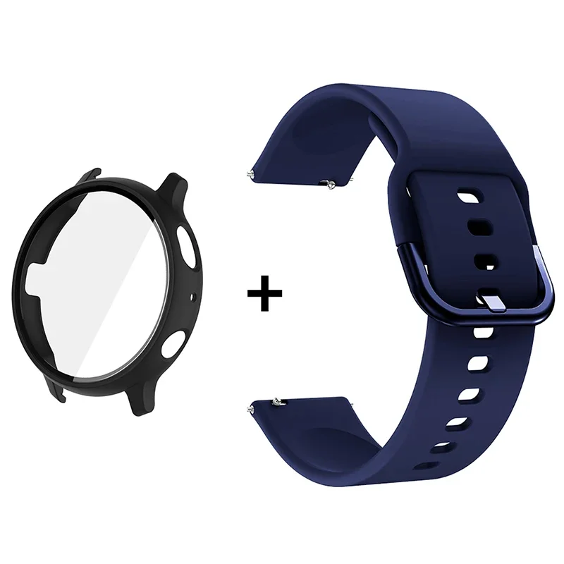 Premium Accessory Bundle: Glass Case, Strap, and Screen Protector with 20mm Watch Bands and PC+Bumper Cover