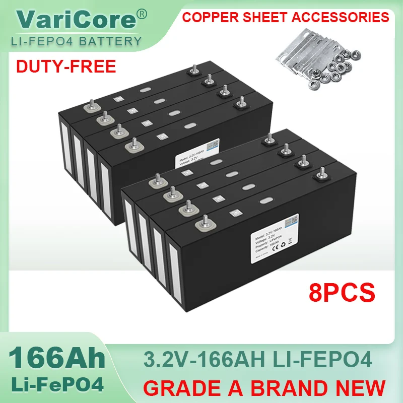 8pcs  3.2V LiFePO4 Battery 320AH 280ah 200ah 150ah 105ah DIY 12v 24V Automotive