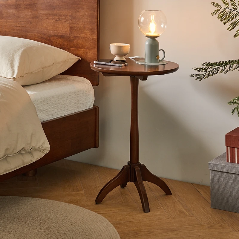 Solid Wood Small Sofa Tables Round Side Coffee Sofa Mini Mobile Celebrity Tables Lounge Shelves Shelves Home Furniture