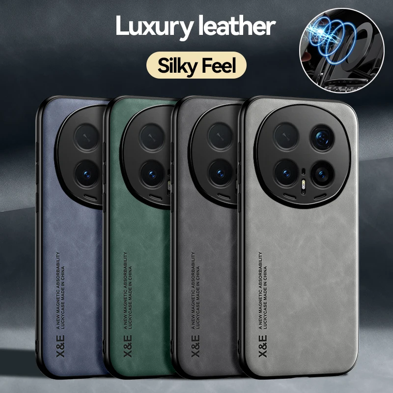 EUCAGR PU Leather Magnetic Shockproof Phone Case with Metal Plate
