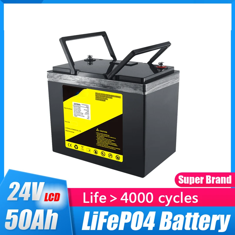 Lifepo4 24V 50Ah 60Ah Battery Pack with 100A BMS for Motorcycle Solar System Ebike Power Wheelchair Electric Scooters
