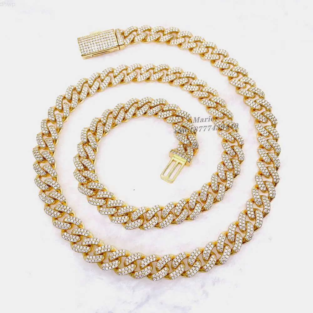 

Hip Hop Necklace 10mm Width S925 with Lab Diamond 10mm Iced Out Cuban Bracelet Moissanite Custom Hip Hop Jewelry