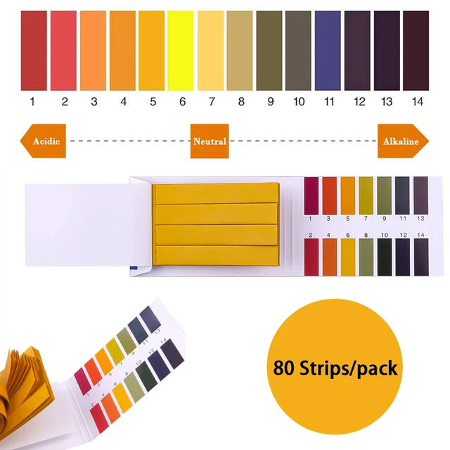 80 Strips Professional 1-14 ph Litmus Paper Ph Test Strips Water Cosmetics Soil Acidity Test Strips with Control Card