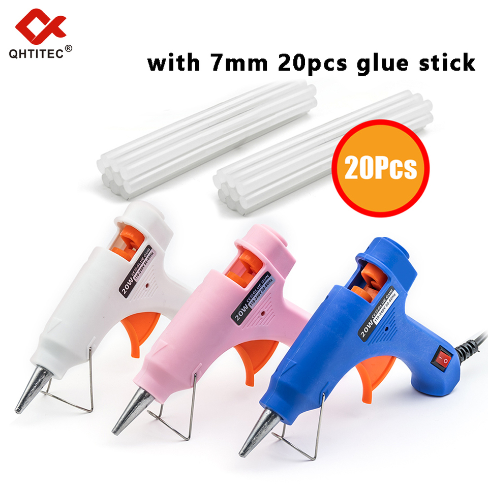 JCD 20W Hot Melt Glue Gun with 7MM 10Pcs Transparent Glue Stick Mini Gun Home Electric Temperature Gun Maintenance Tools