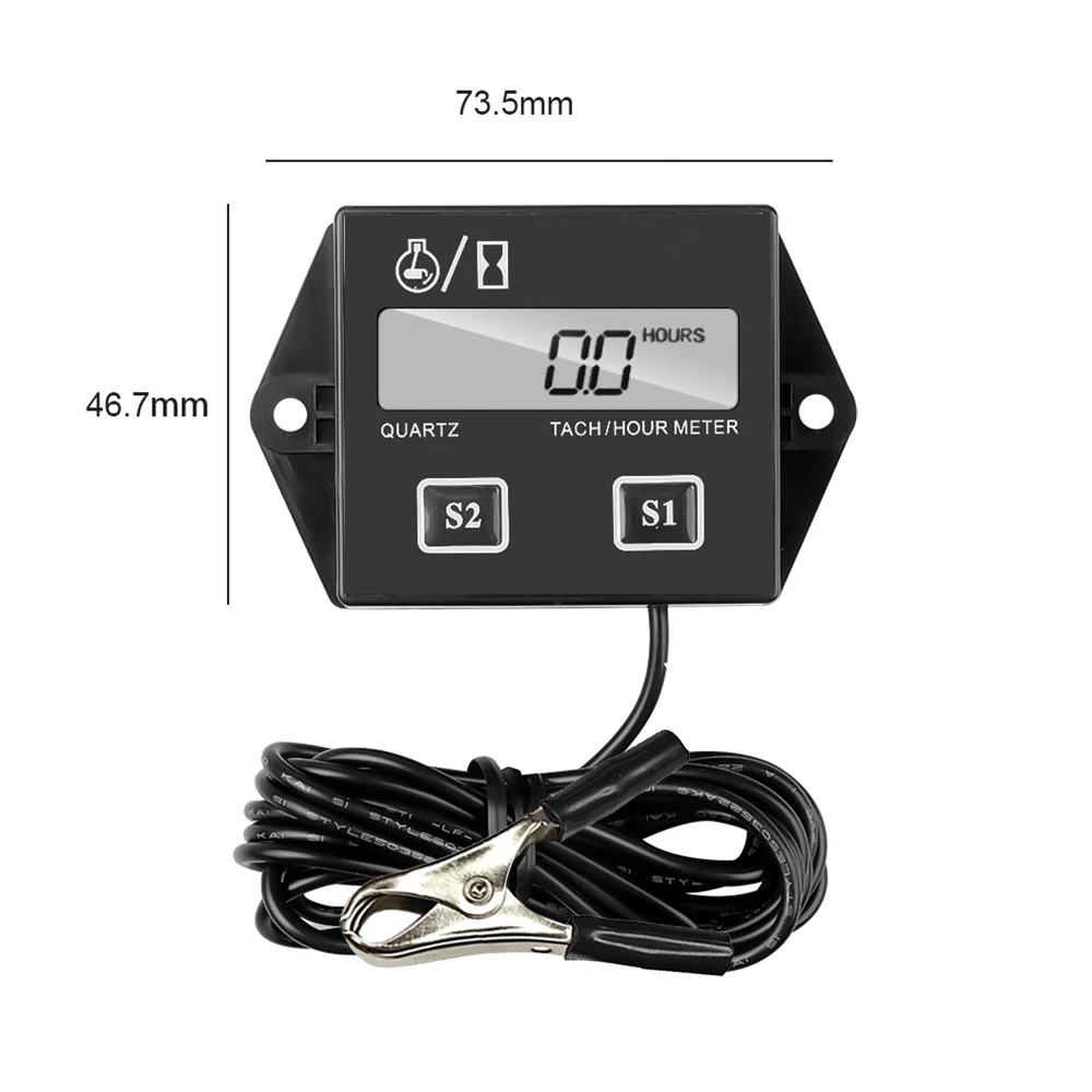 0-20000RPM Digital Tach Hour Meter Metal Clip Motorcycle Tachometer Gas Engine RPM Speed Display Working Hour Guage tachometer gauge engine tachometer tachometer meter engine hour meter
