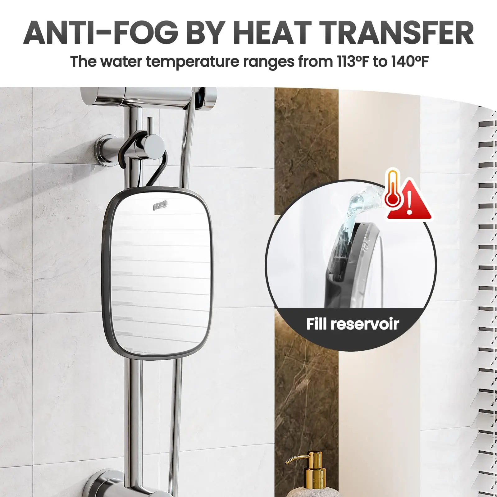 TAILI Fog-Free Shower Mirror for Shaving, Removable Bathroom Mirror for Wall Hanging for Travel, Camping, Shower Accessories 4