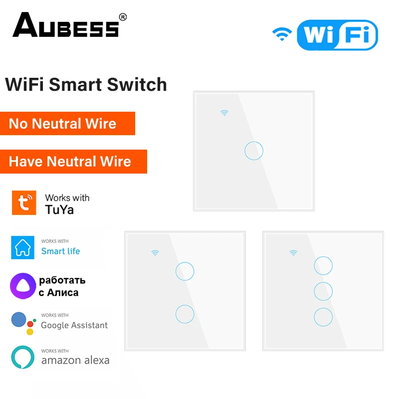 Zigbee Smart Wall Light Switch, Pannello In Vetro, Interruttori Tattili Multi-Controllo A 4 Vie Cavo Neutro Richiesto Telecomando Smart Life/T