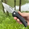 Steel Rose Handmade Poratable Topwell Pocket Knife Sharp M390 Blade Flax Handle Ball Bearing Quick Oopening EDC Survival Outdoor 5