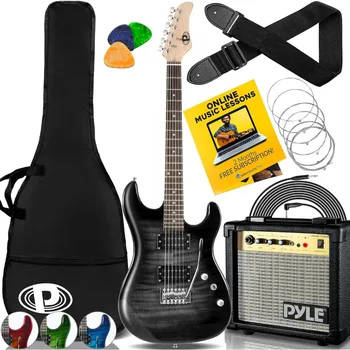 Electric Guitar and Amp Kit - Full Size 39 Complete Starter Kit with Wearable Bluetooth Amplifier for Live Performances Practic