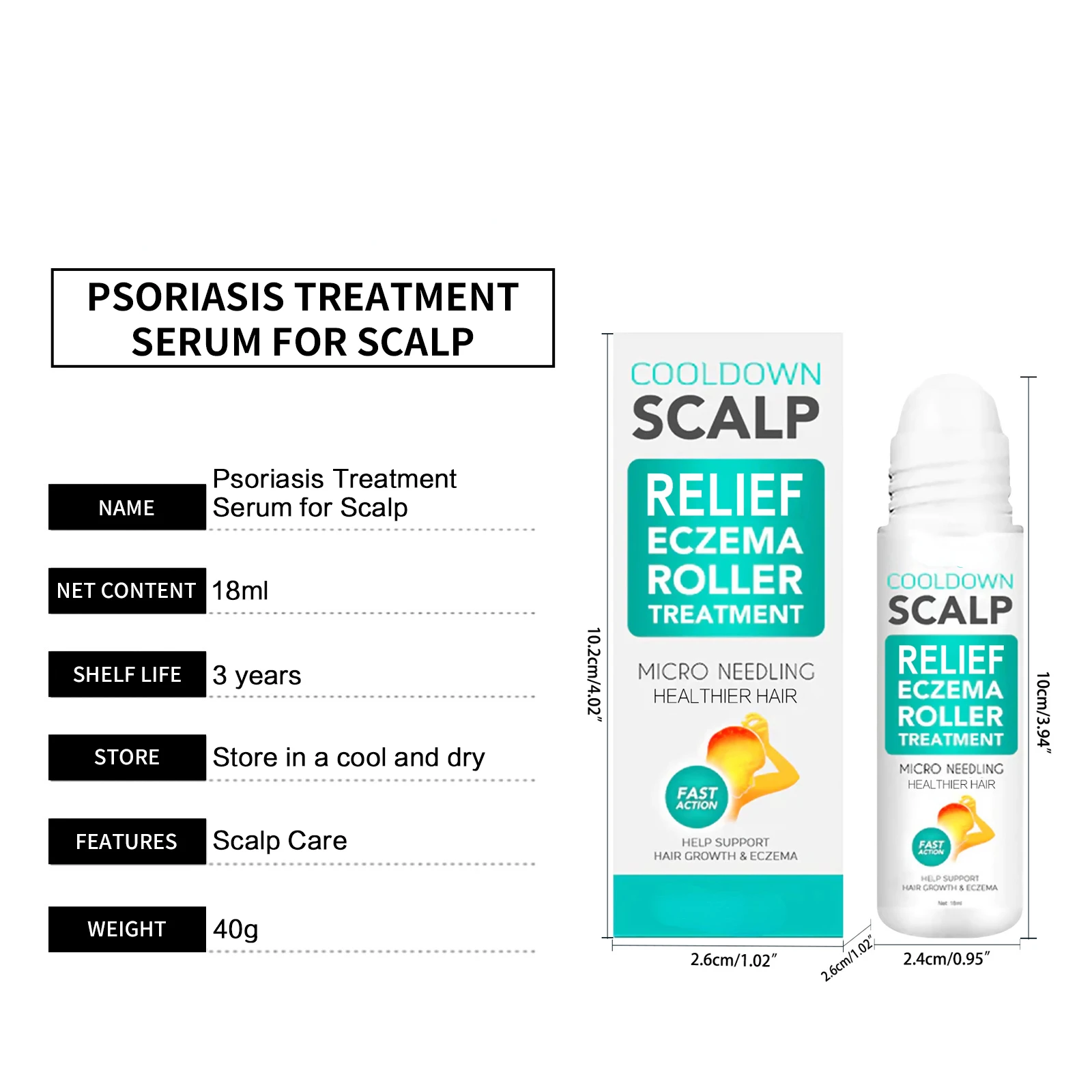 Psoriasis Treatment Serum for Scalp Head Acne Scalp Ringworm Treatments Repair Moss Reduce Dandruff Head Skin Care Roller