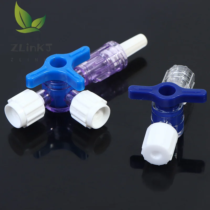 Plastic 2 Way Stop Cock For Clinical Hospital Luer Lock Adapter 3 Way Stopcock Flexiable T-Connector Extension Tube