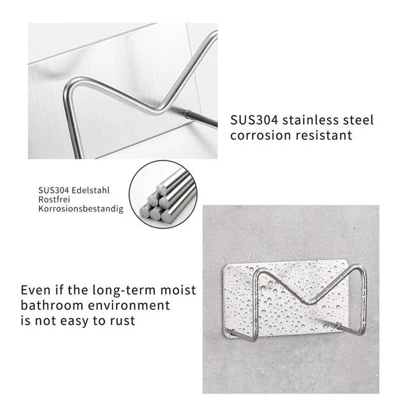 1 Pcs Stainless Steel Sink Sponges Holder Kitchen Self Adhesive Drain Drying Shelf Kitchen Accessories Storage Holder Wall Hooks 5