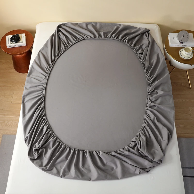Cotton Fitted Sheet High-Quality Mattress Cover Solid Color Single Double Full Queen Size Fitsheet With Elastic Band Bedsheet