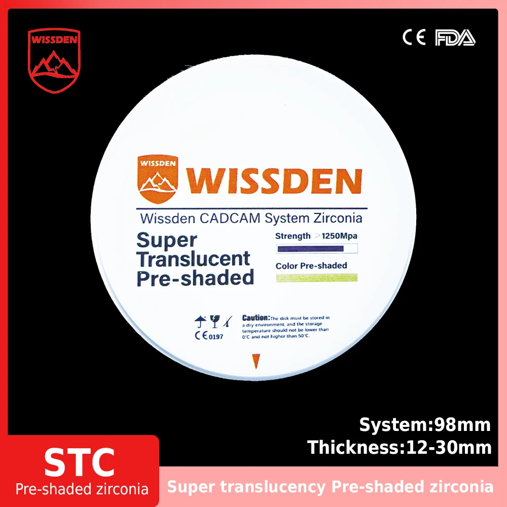 

Wissden Pre-shaded Super Translucency Zirconia Blocks Denture Materials STC 98,12-30mm Dental Lab Consumable