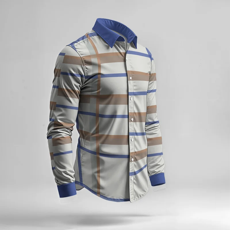 Set di camicie da uomo primavera estate 2025, stampate, alla moda, semplici, in due pezzi, a maniche lunghe, stile urbano di alta qualità_voghion.com