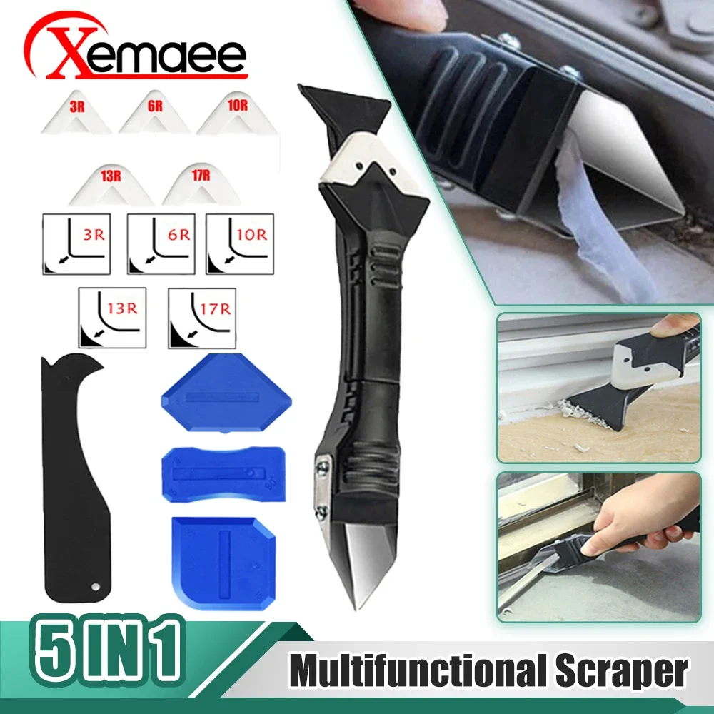 

5in1 Силиконовый съемник Герметик Caulk Finisher Затирка Скребок Комплект Многофункциональный резиновый лопата Пол Форма Удаление шпателя Инструм...
