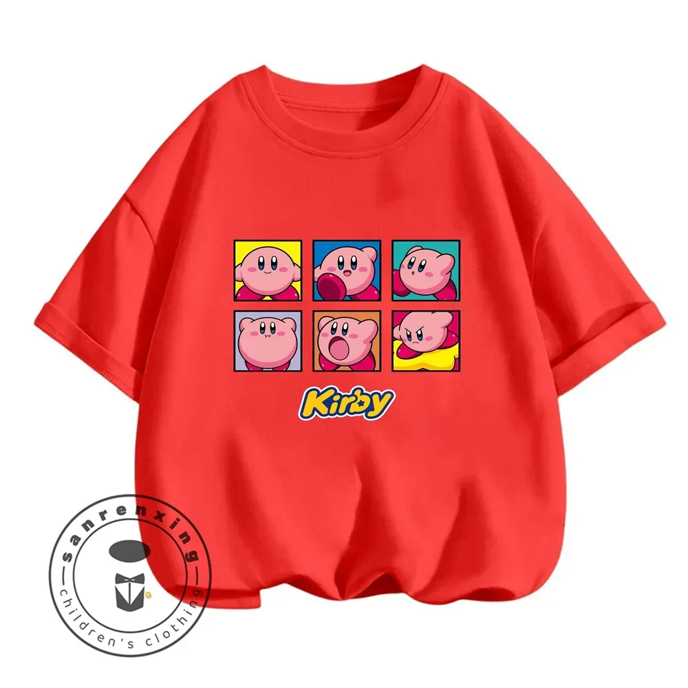 Anime Kirby Cartoons Children T-Shirt Kawaii T Shirt Bandai Children Casual Clothes Tee Shirt Kid Girl Boy Fashion 4