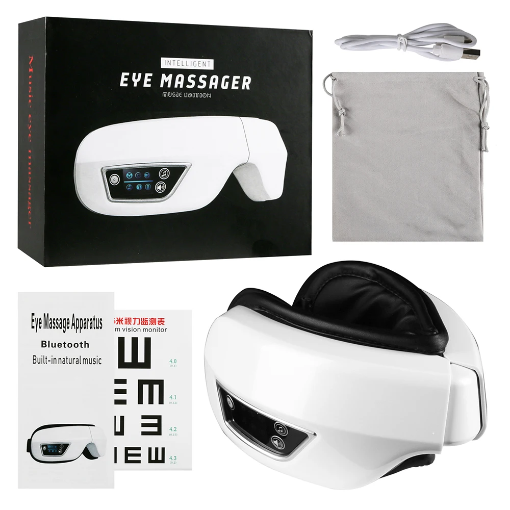 Eye Massager 6D Smart Airbag Vibration Eye Care Music Mask Hot Compress Wireless Massage Anti-Winkle eye massager