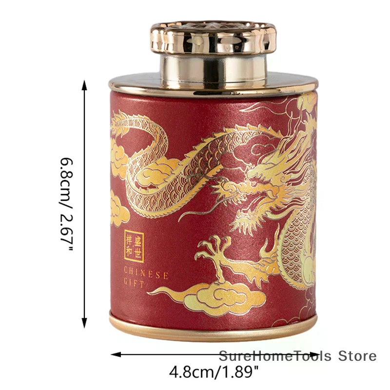 Dragon Empty Mini Tea Tin Can Household Green Black Tea Sealed Jar Portable Home Small Tea Box Paper Storage Cans Packaging