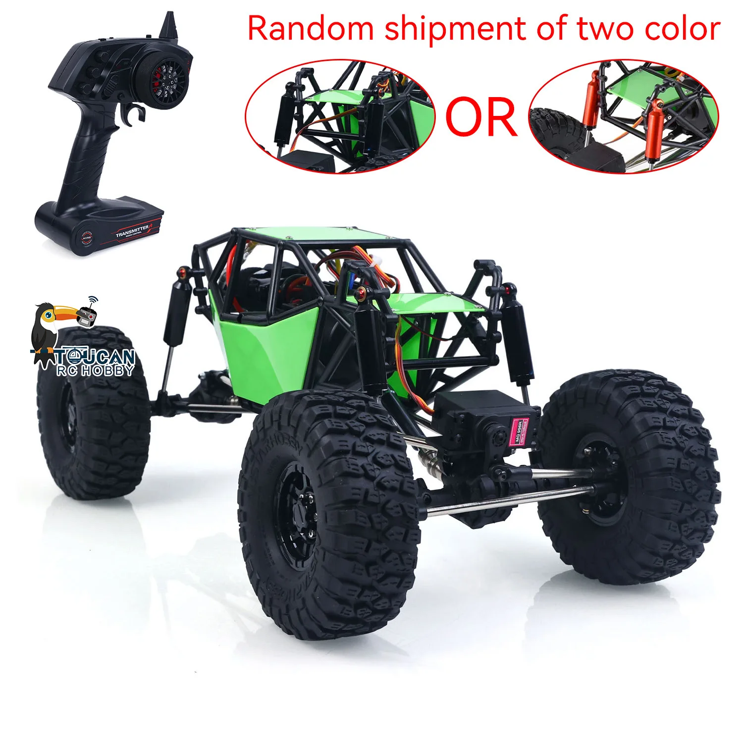 Détail du châssis et de la suspension du Crawler RC 1/10 4x4 Électrique RTR.