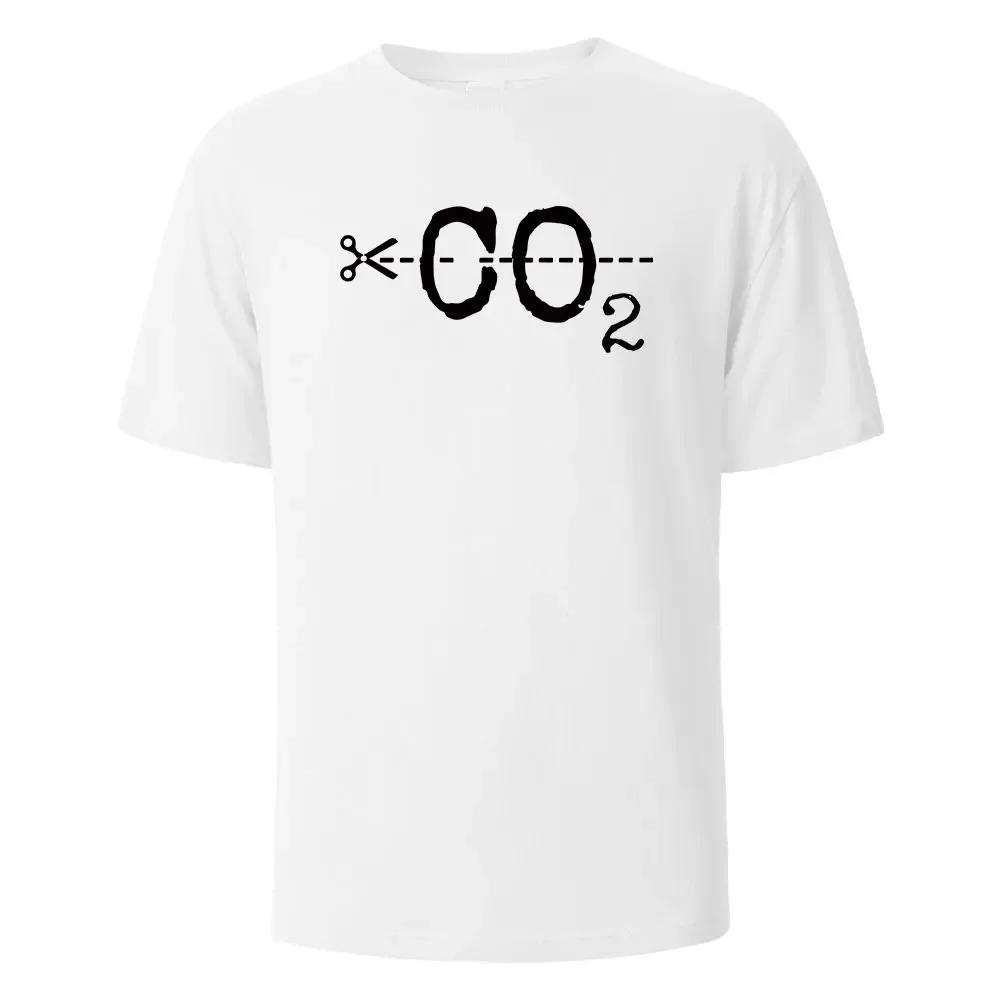 

Reduce CO2 Environment Protection Printing T-shirt For Men Wowen 100% Cotton Summer Breathable Tops O-neck Oversize Basic Tees