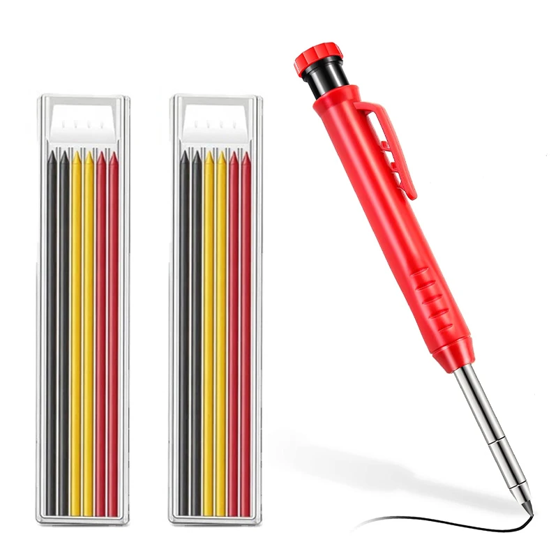 Solid Carpenter Pencil Set Woodworking Mechanical 3 Colors Refill Construction Marking Tool for Scriber Arch |