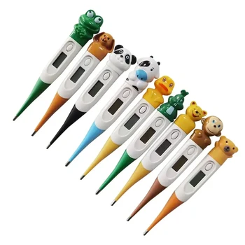 1pc bebê dos desenhos animados termômetro digital oral axila ponta flexível à prova dwaterproof água bonito design sapo vaca coelho urso pato coelho panda vaca 1