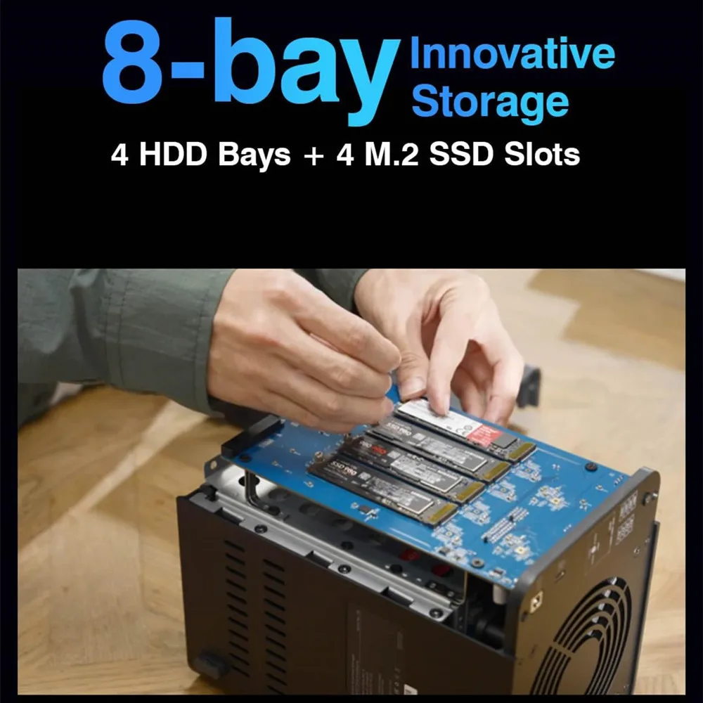 기존 TERRAMASTER D8 하이브리드 8베이 하이브리드 RAlD 인클로저 USB 3.2 Gen 2 10Gbps 유형 C 스토리지 디스크 없음)