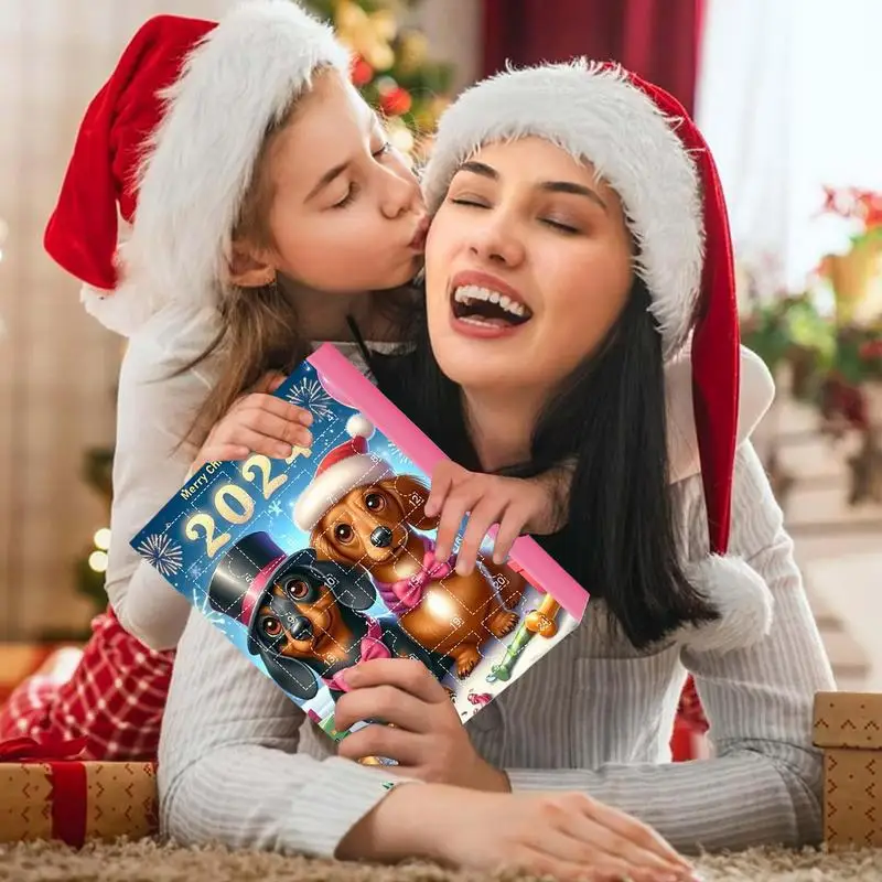 Christmas Dachshund Advent Calendar 2D Flat Acrylic Dog Pendants Countdown Calendar Advent Calendar Countdown Calendar Dog 2024