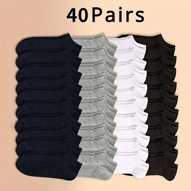 10 ou 20 ou 40 paires unisexe solide coton chaussettes hommes femmes coupe basse cheville chaussettes en vrac noir blanc gris chaussettes doux léger 1